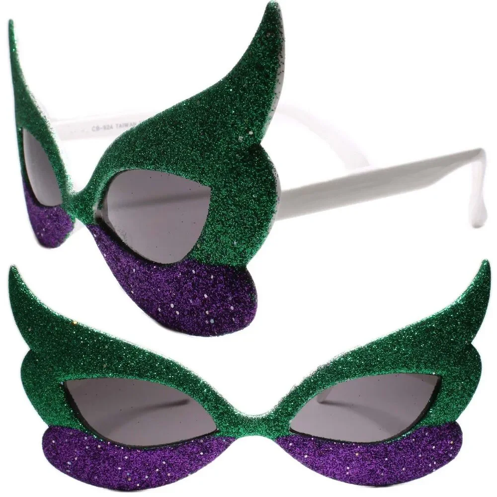 Womens Party Rave Costume Novelty Glitter Masquerade Mask Sun Glasses White